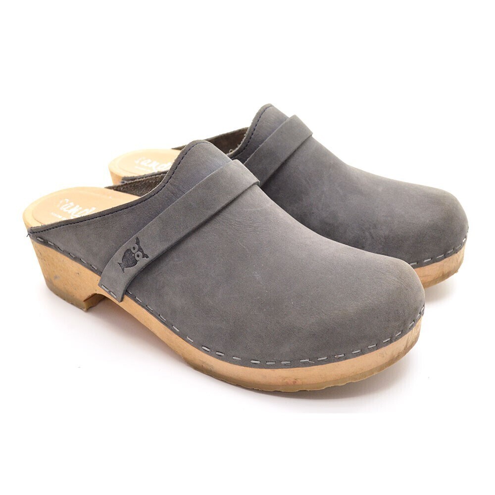 Sandgrens Tokyo Gray Nubuck Handmade Swedish Clogs 39